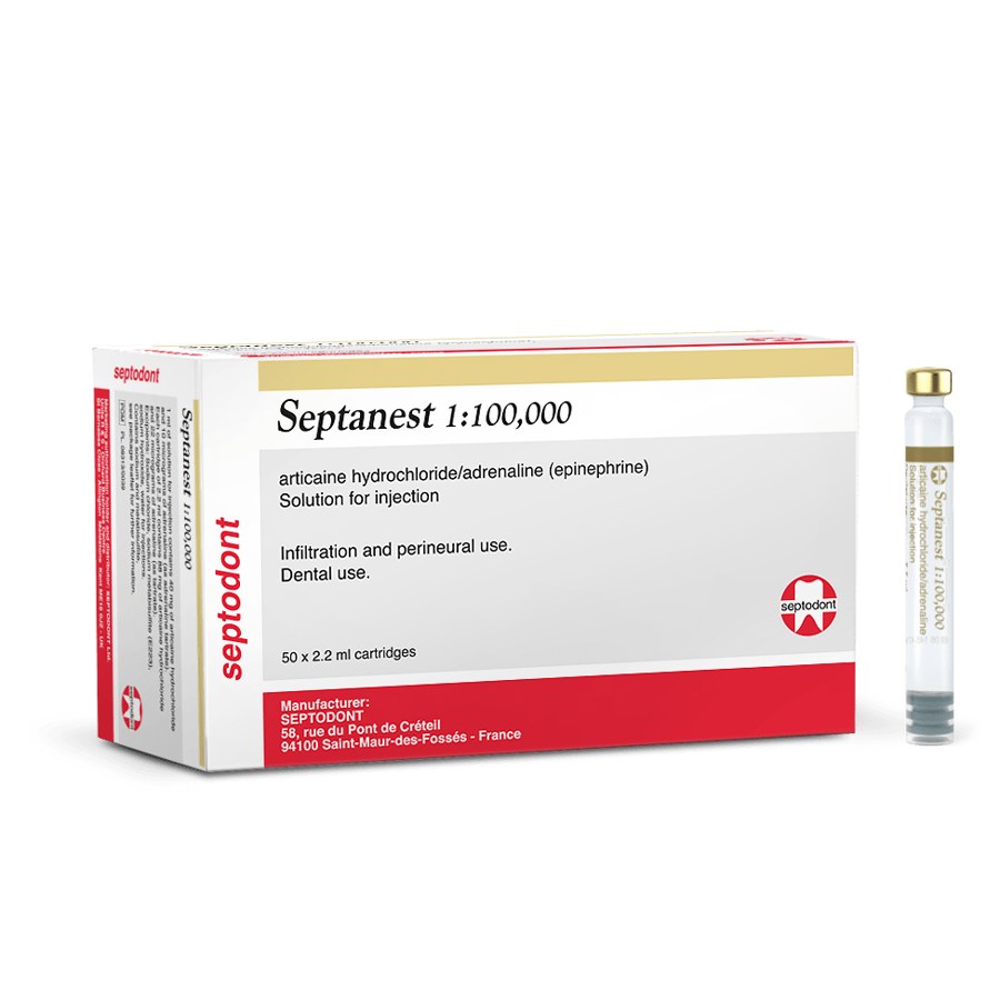 Representative photograph of Articaine anaesthetic cartridges