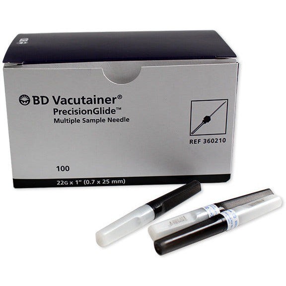 Representative photograph of BD blood collection needles, 22G